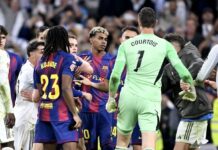 Жара в Мадриде: матч «Реала» и «Барселоны» запомнился незасчитанными голами, удалением в концовке и двумя потасовками